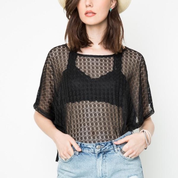 Black Oversized Mesh T-Shirt - Picture 4 of 4